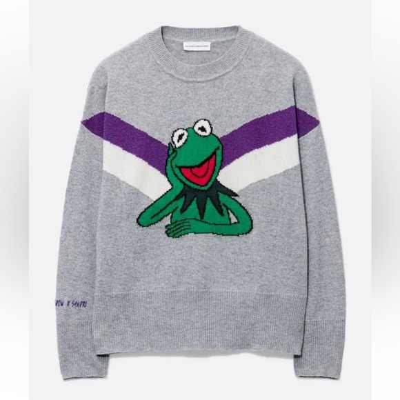 SANDRO X The Muppet Show Kermit The Frog 100% Merino Wool collectable sweater - Picture 2 of 16
